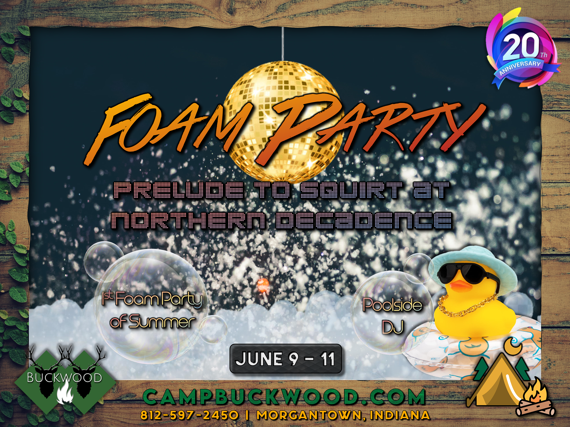 Camp Buckwood 2023 Foam Party Weekend Event