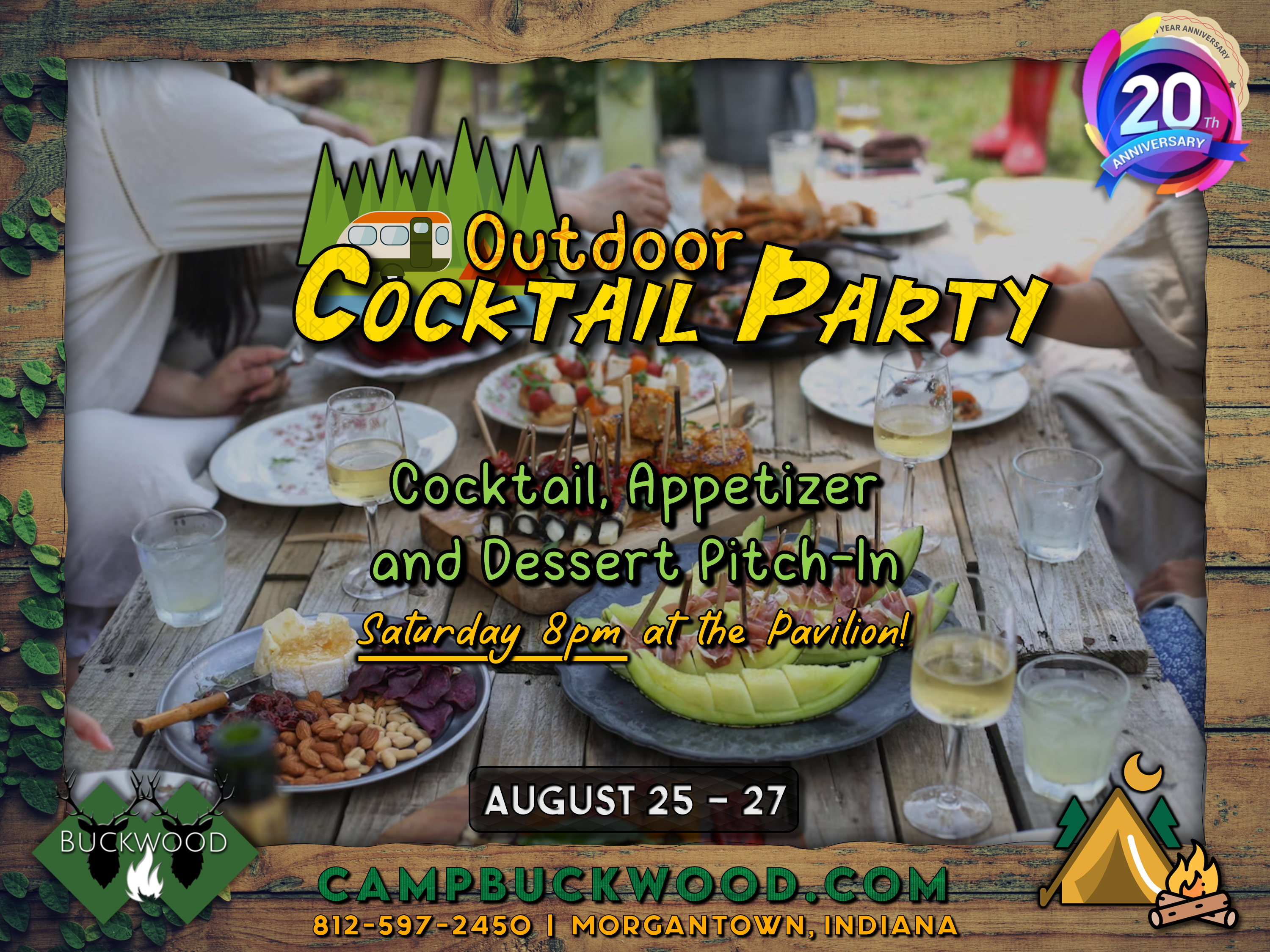 Camp Buckwood 2023 Outdoor Cocktail Party Weened Event