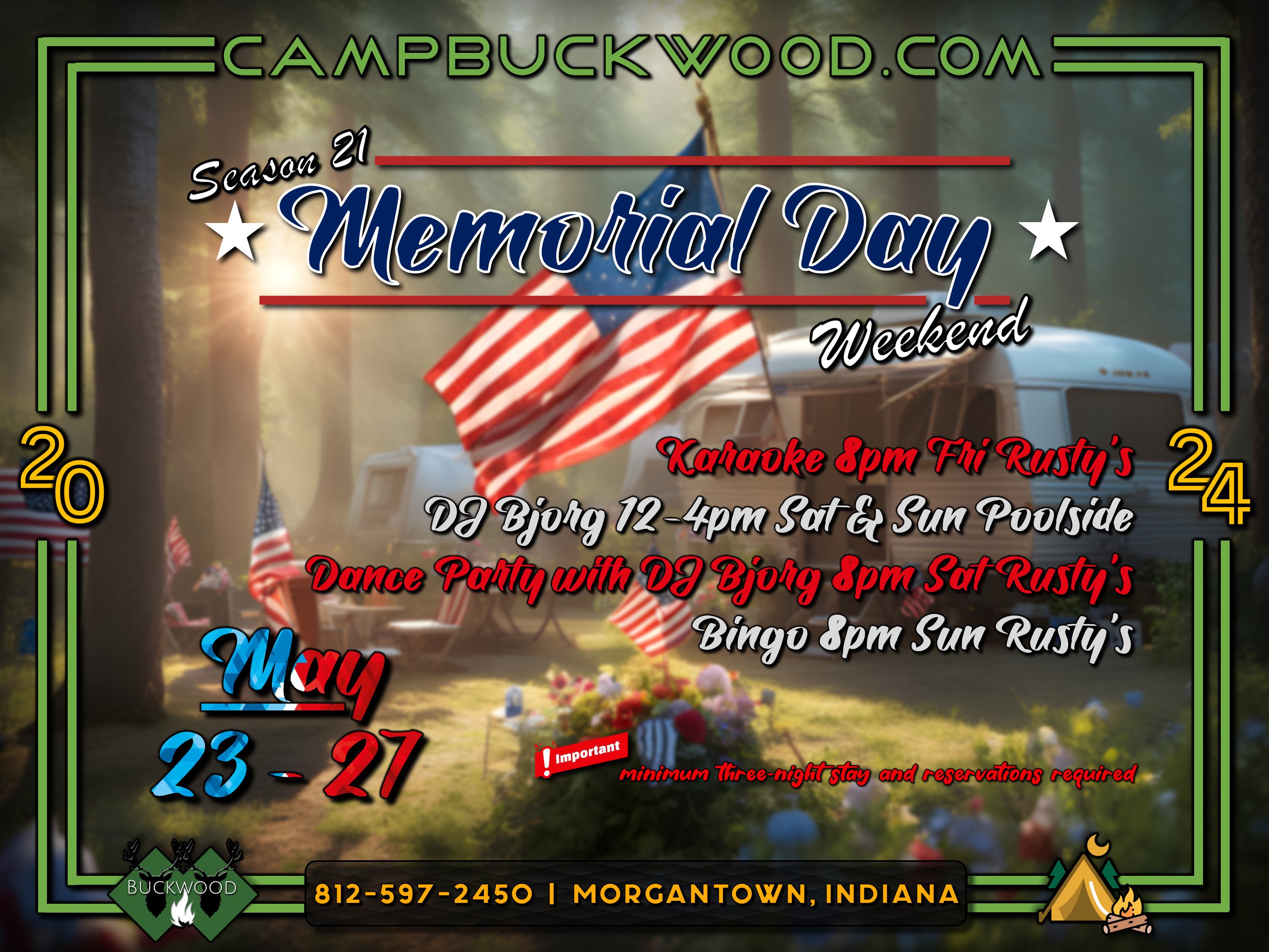 Camp Buckwood 2024 Memorial Day Weekend Event
