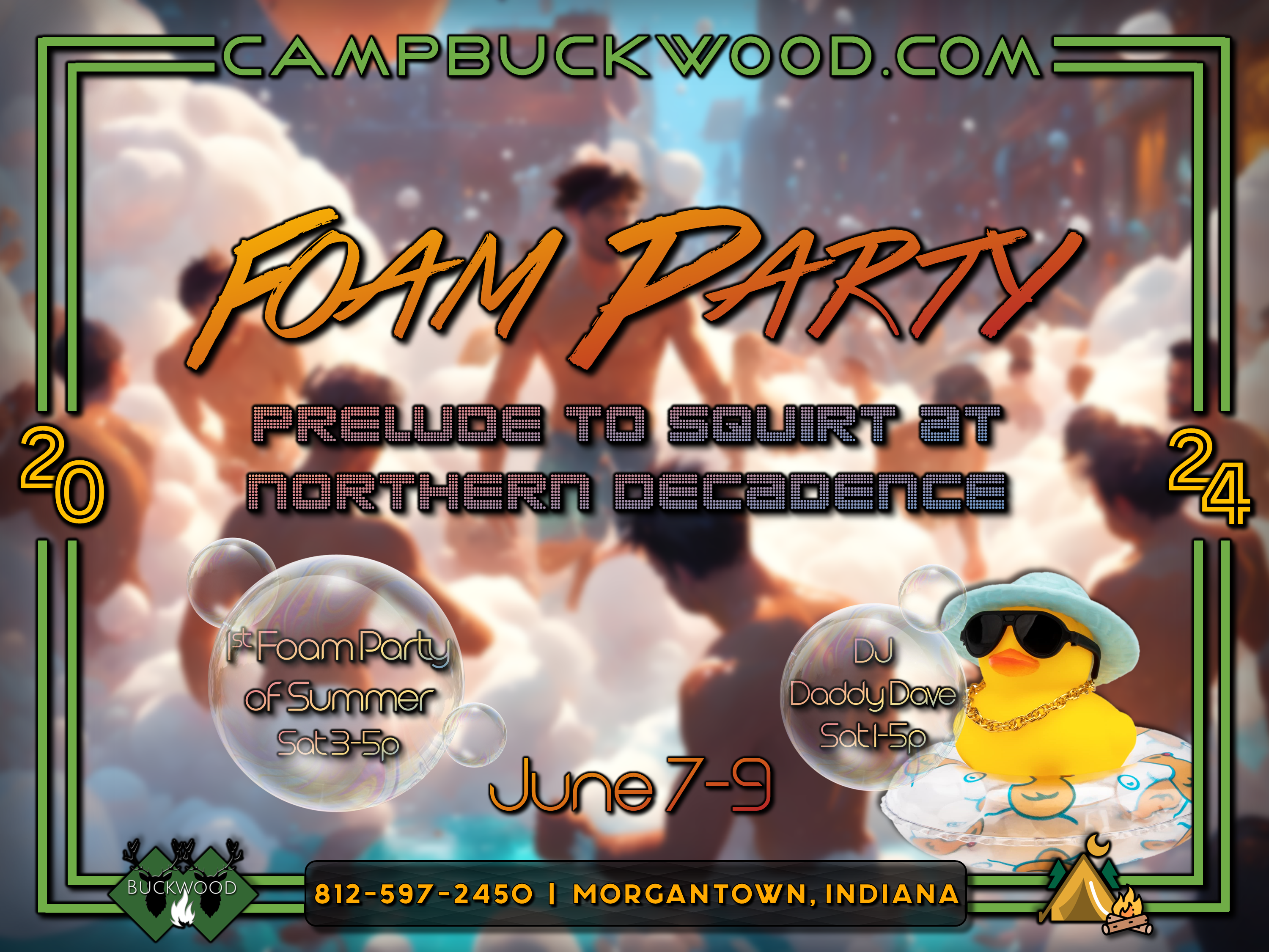 Camp Buckwood 2024 Foam Party Event Weekend