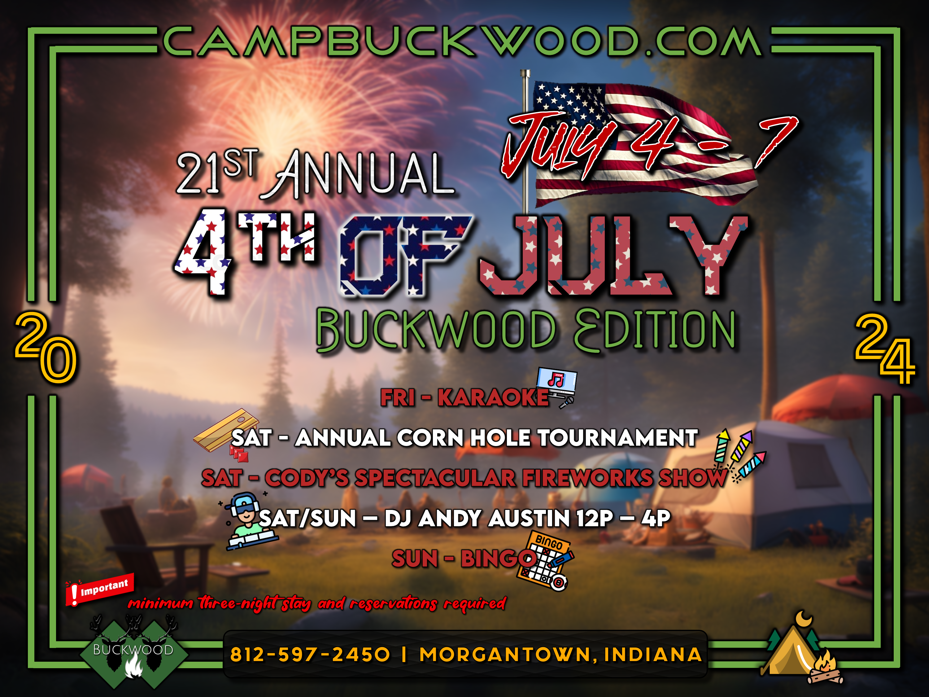 Camp Buckwood 2024 Fourth of July Event Weekend