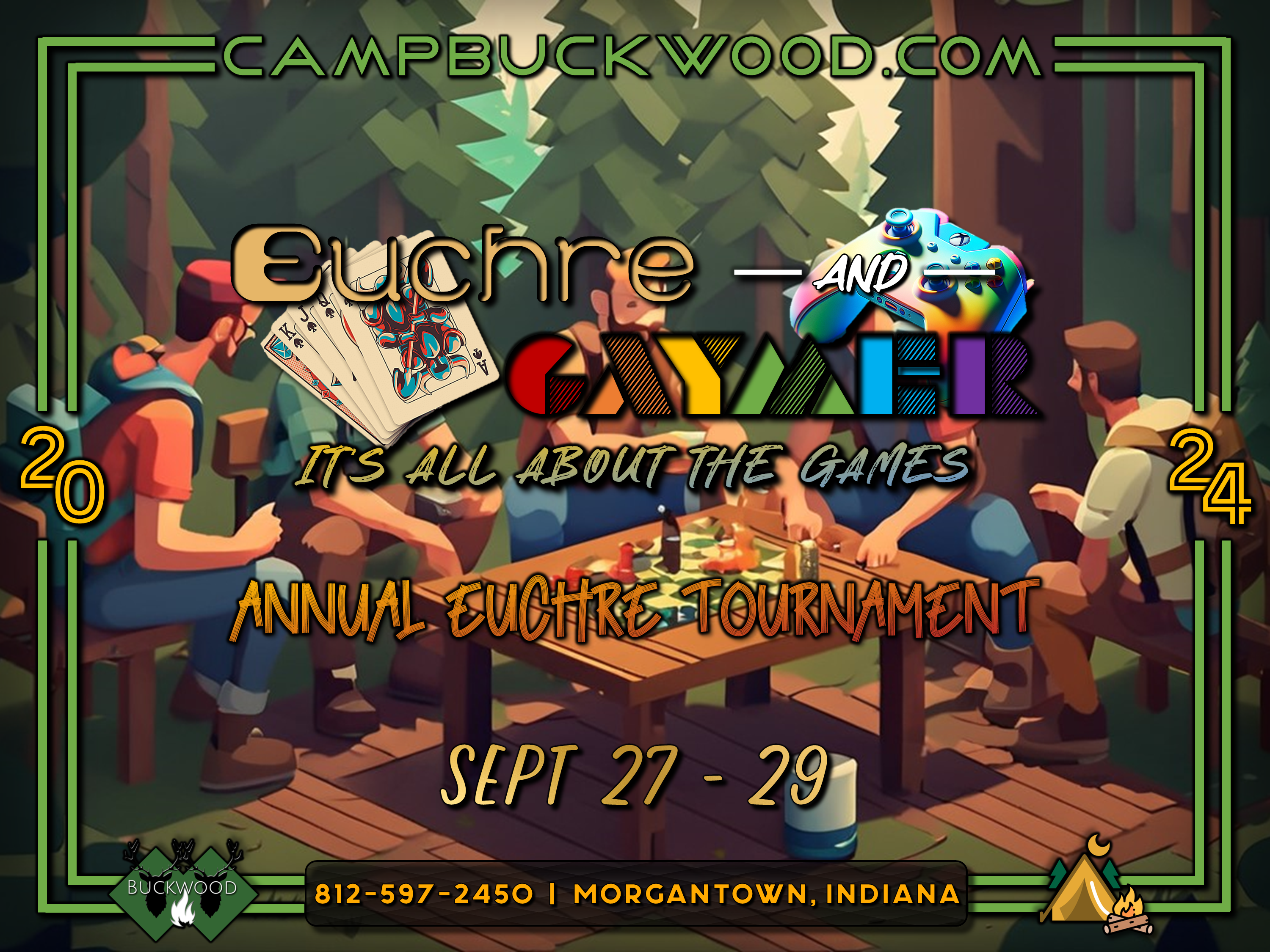 Camp Buckwood 2024 Euchre and Gaymer Event Weekend